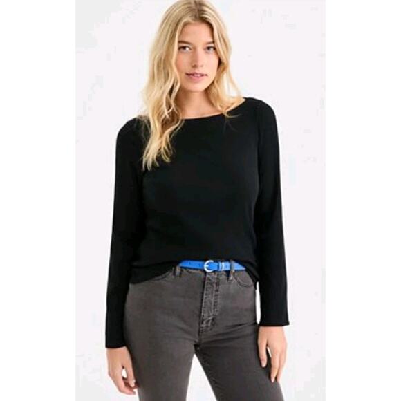 Premise Studio Black Boat Neck Long Sleeve Blouse NWT Women’s Size L - Picture 1 of 8